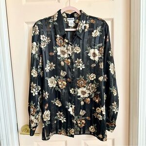 Black semi sheer floral Bonworth button up